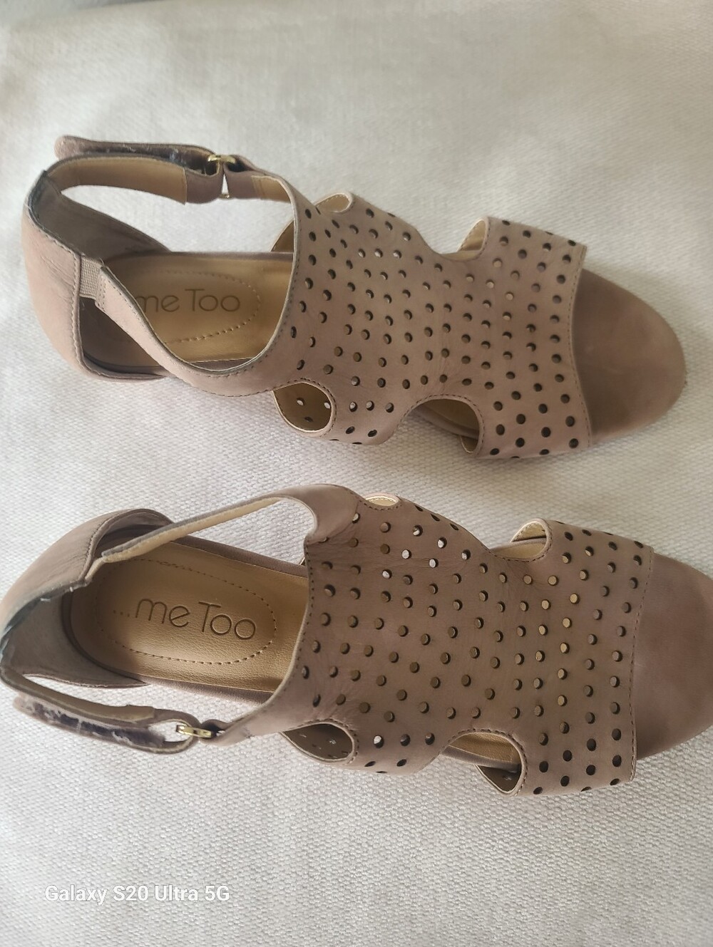 Me Too Taupe Perforated Ankle-Strap Sandals - Neutral Taupe